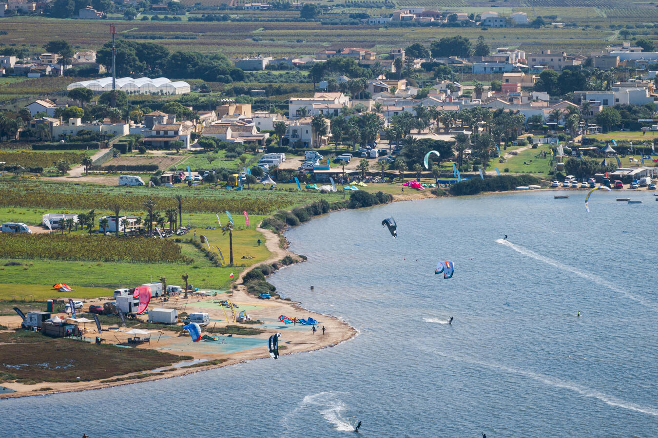 Kite lagoon with steady winds